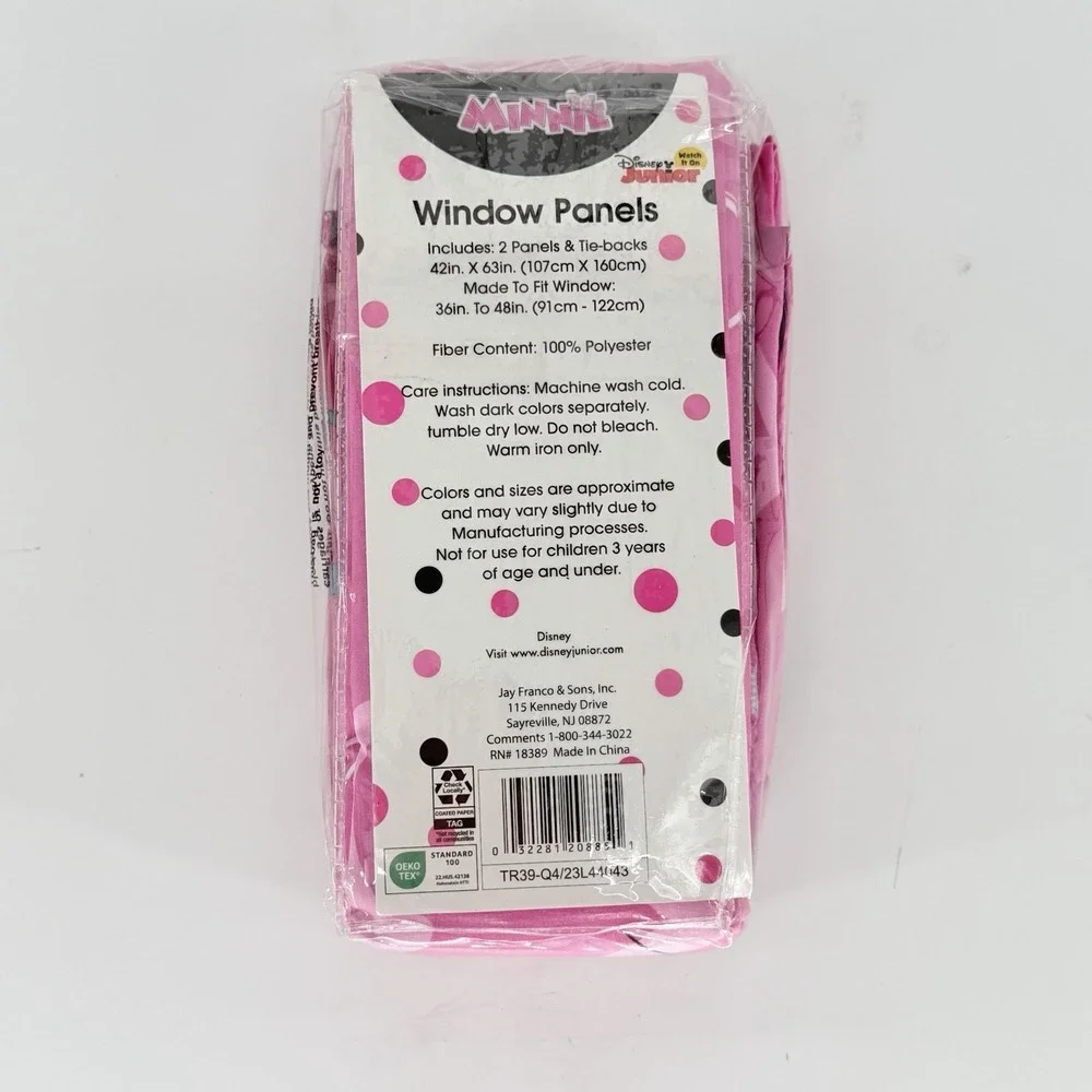 Disney Minnie Mouse Window Panels Curtains Drapes Pink Bow-tique 42
